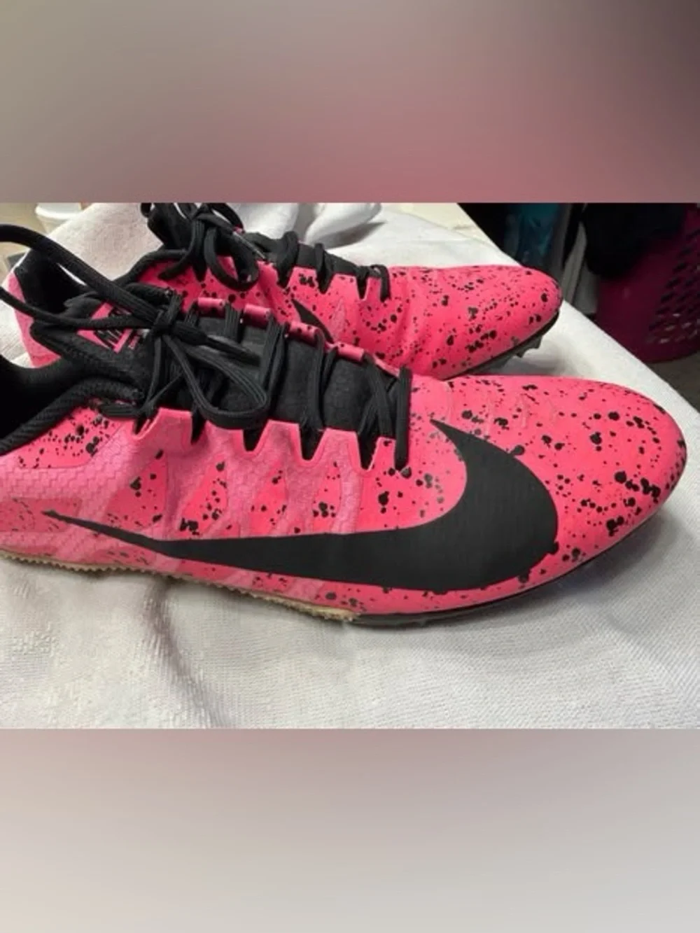 Size 11 Nike Women's Paint Splatter Pink Blast Track Spikes